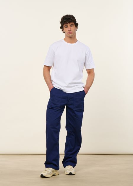 Pantalon large en coton bio | bleu "tuff tony pants deep blue", Nudie Jeans, photo 6