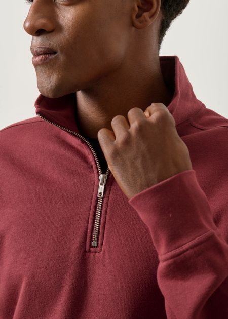 Sweat camionneur col zippé en coton bio | bordeaux - WeDressFair