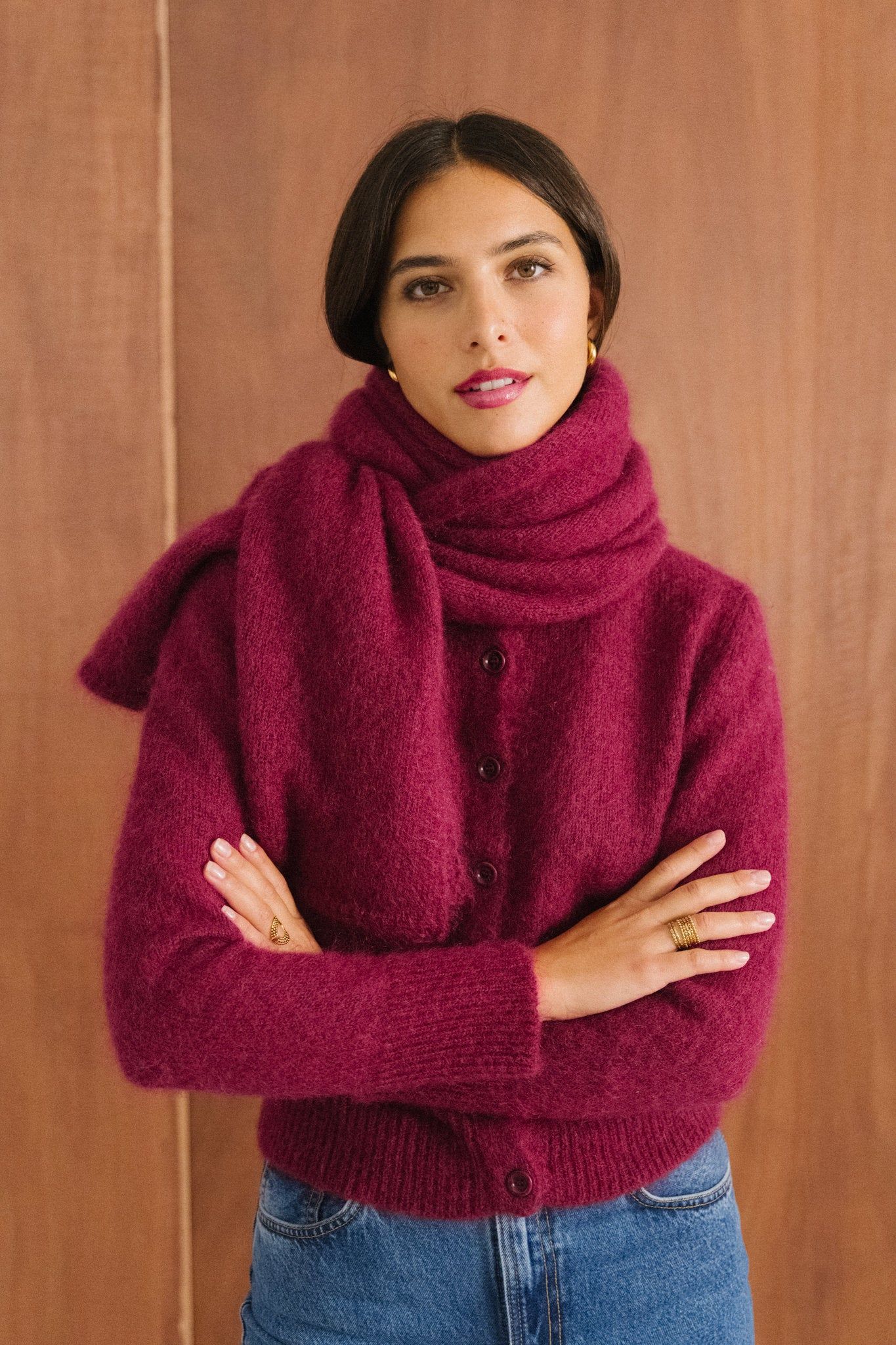 Echarpe en mohair certifié | framboise "éléanore", Bonjour Demain, photo 1