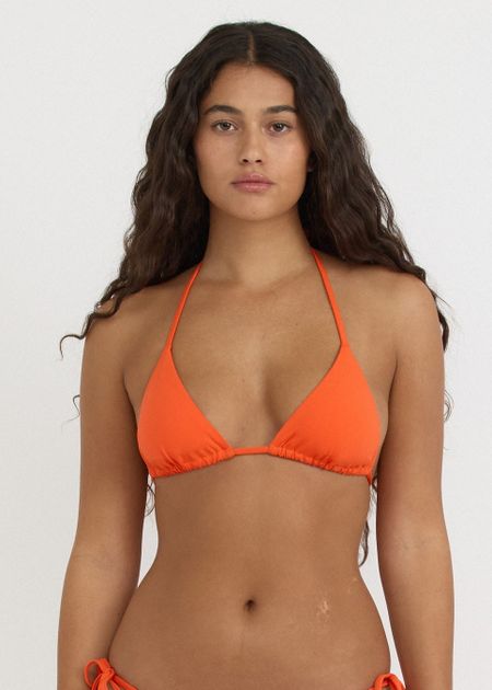 Haut de maillot en matières recyclées | orange "swim triangle bikini top - blood orange"