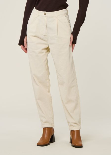 Pantalon velours côtelé en coton bio | écru "organic cotton chloe corduroy pant gots - egret"