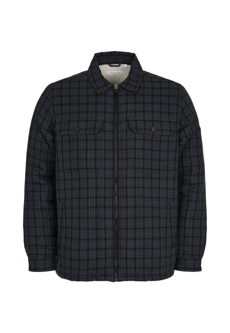 Veste bleu foncé à carreaux en coton bio et recyclé - teddy lining trekking green, Knowledge Cotton Apparel, photo 3