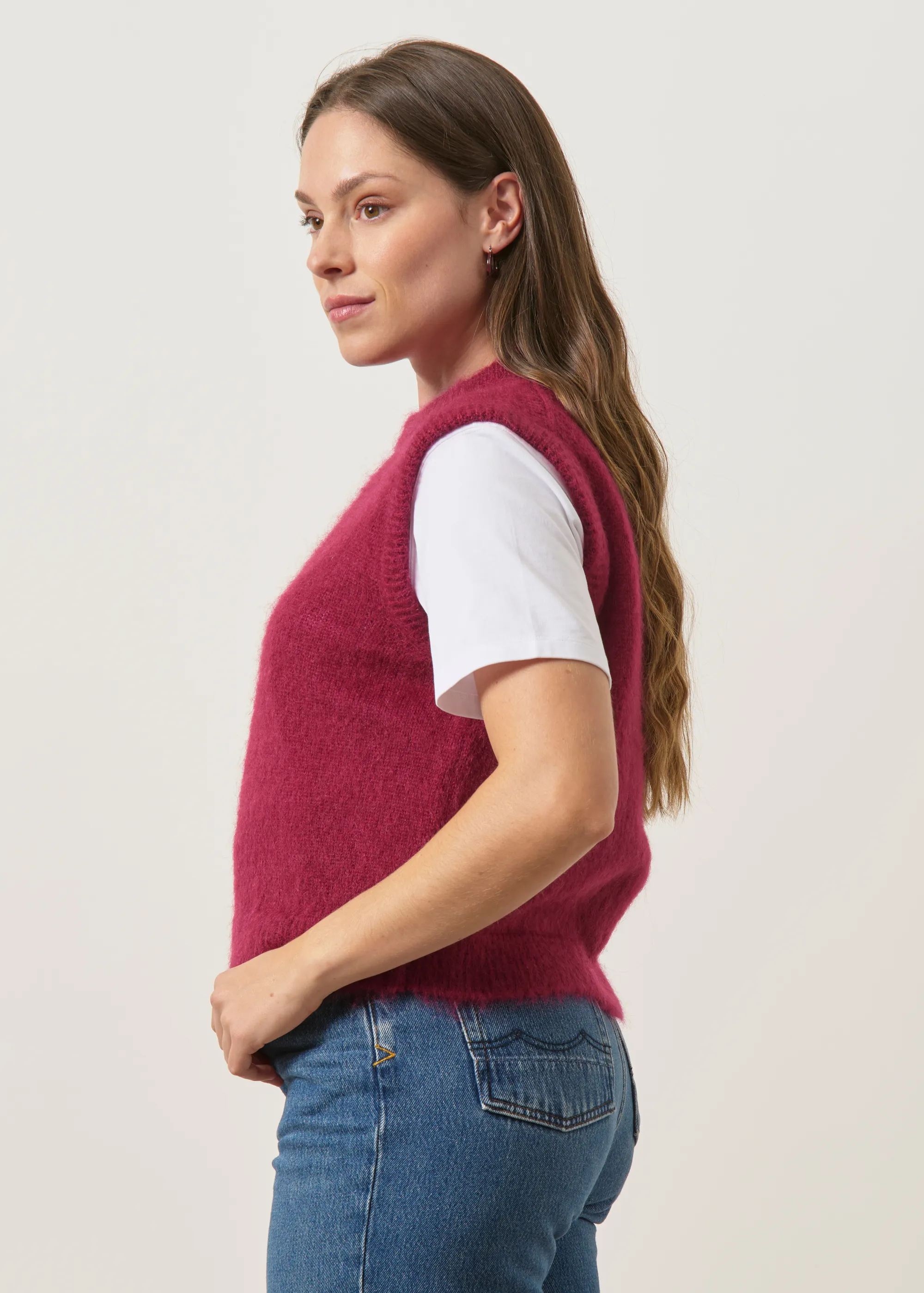 Pull sans manche en mohair certifié | aubergine "Luna", WeDressFair, photo 3