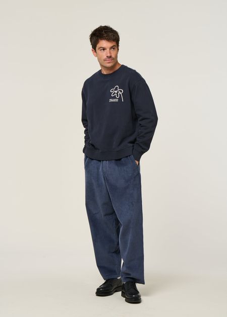 Besticktes Sweatshirt aus Bio-Baumwolle | Blau "flower rope navy leon sweatshirt - blue", Thinking Mu, Foto 6