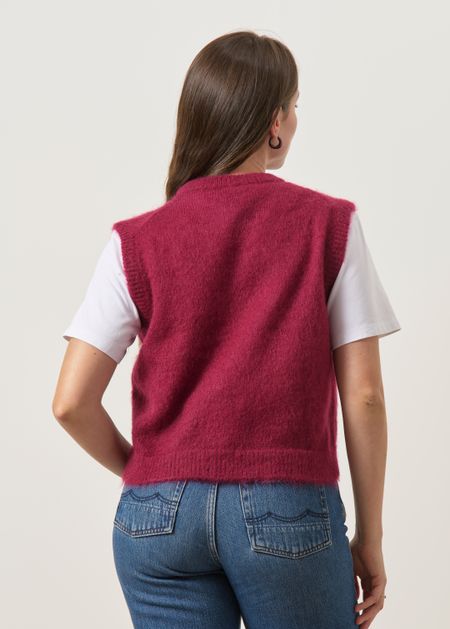 Pull sans manche en mohair certifié | aubergine "Luna", WeDressFair, photo 5