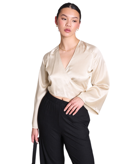 Blouse satinée en viscose enka | beige "carrine ivory"