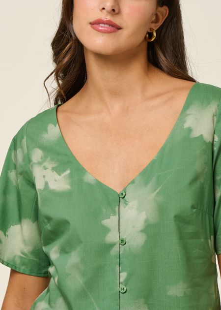 Blouse en coton bio et lyocell | vert "tipia leia - green" - Thinking Mu