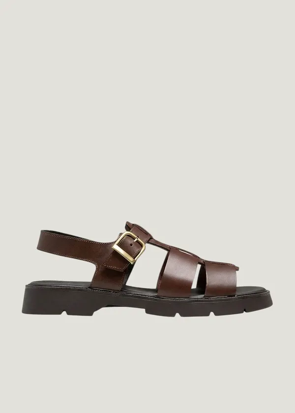 Sandales made in france en cuir tannage végétal certifié | marron "ballast vgt marron", Kleman