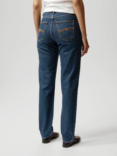 Jean mom en coton bio | bleu foncé "breezy britt - evening-jazz" - Nudie Jeans