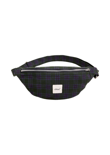 Banane en matière upcyclée |  tartan vert & violet