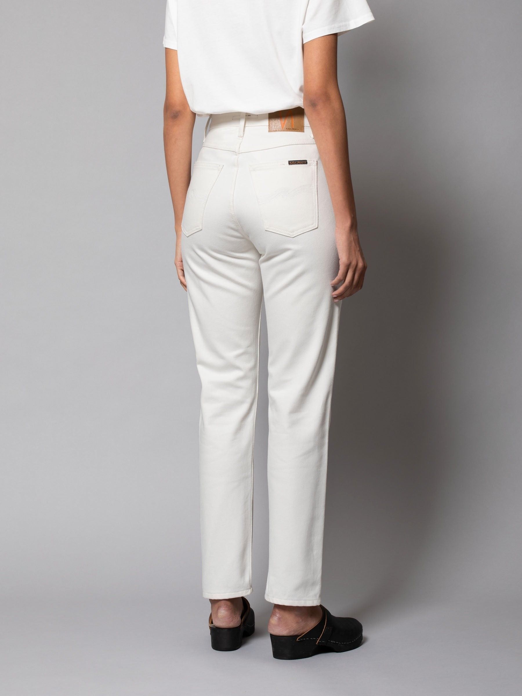 Jean mom blanc en coton recyclé - breezy britt recycled white, Nudie Jeans, photo 3