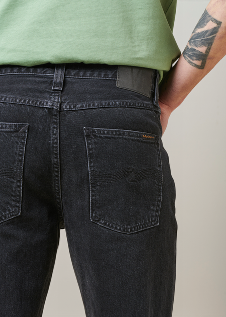 Jean droit large en coton bio | noir "rad rufus black vintage" - Nudie Jeans