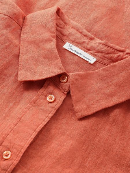 Hemd aus Bio-Leinen | rot "loose linen long sleeved shirt - langoustino", Knowledge Cotton Apparel, Foto 2