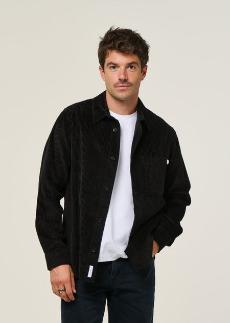 Surchemise velours en coton bio | noir "cord casual shirt organic cotton - true black"