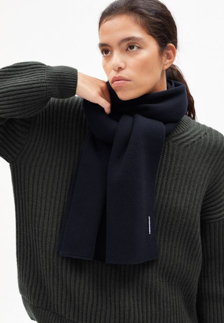 Echarpe marine en coton bio - faabero soft depth navy