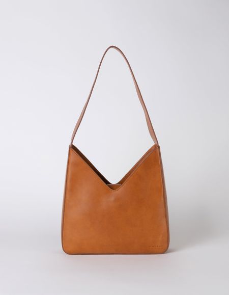 Sac à main en cuir tannage végétal | marron "vicky cognac classic leather"