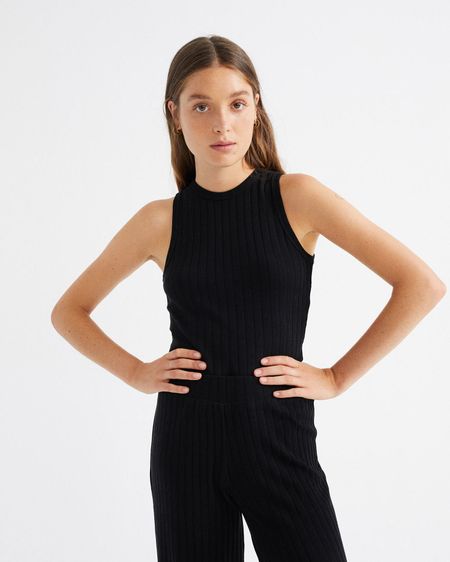 Top court noir en tencel et refibra - turkana