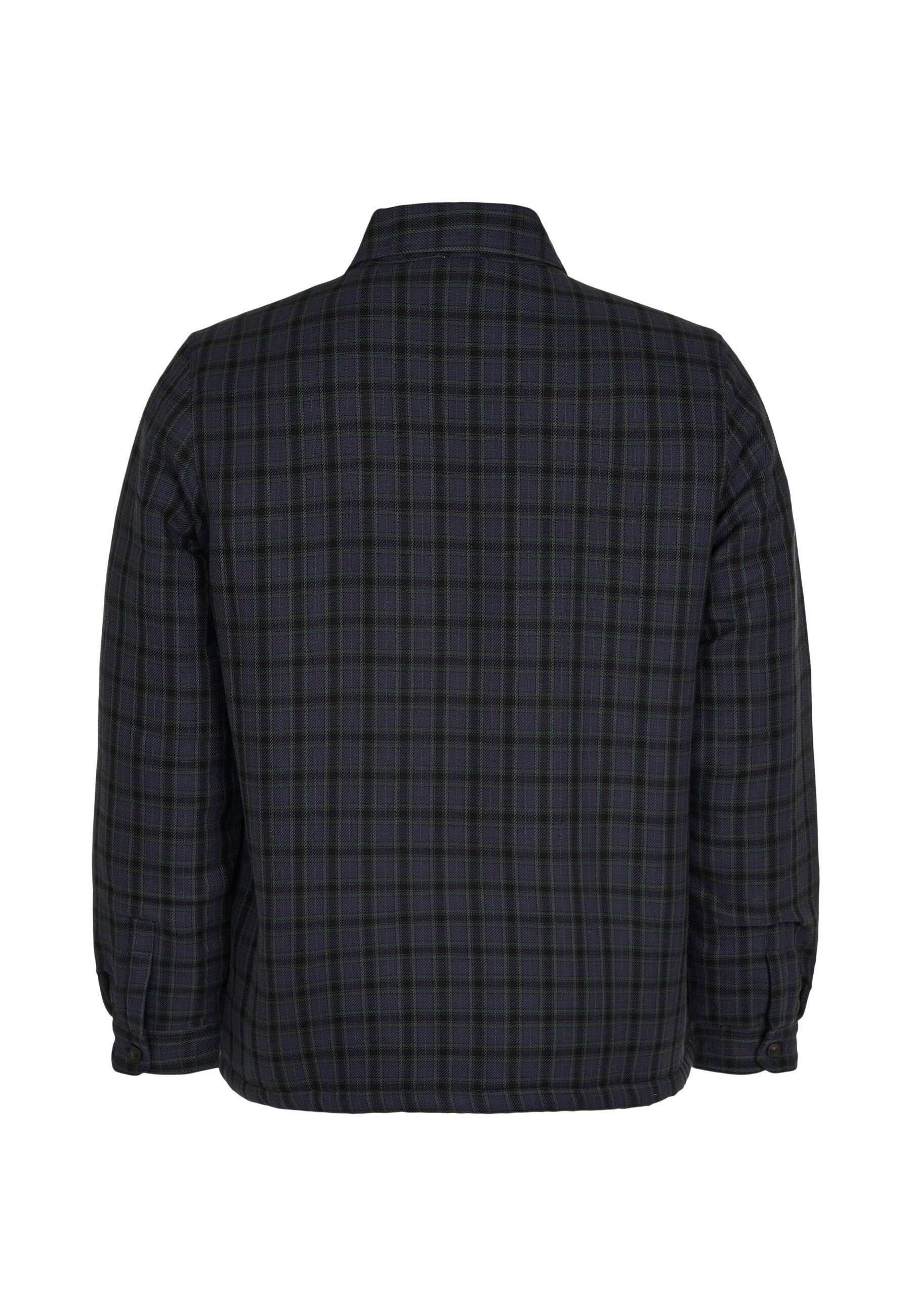 Veste bleu foncé à carreaux en coton bio et recyclé - teddy lining trekking green, Knowledge Cotton Apparel, photo 4