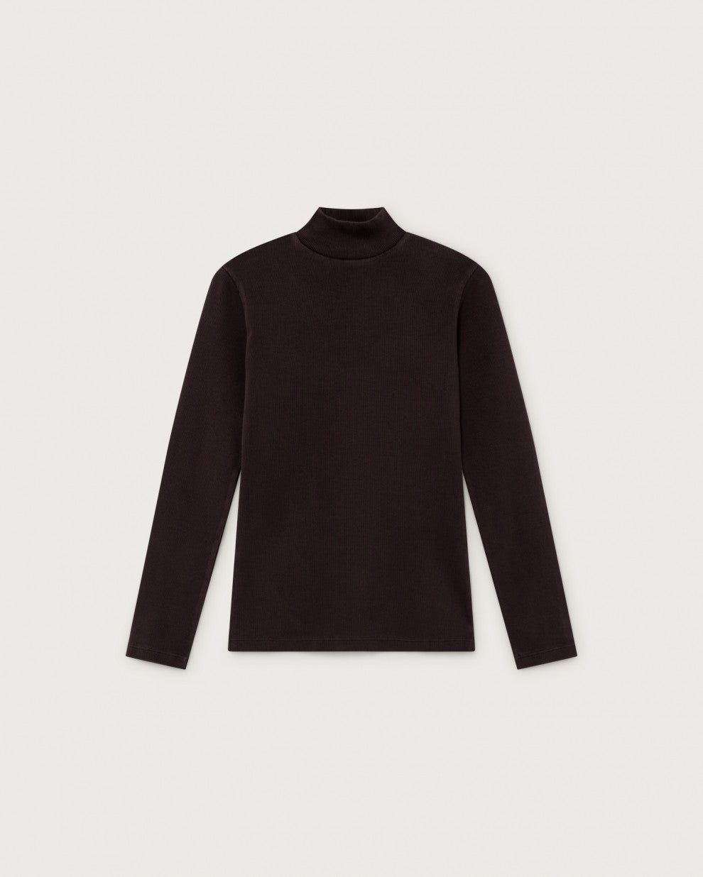 T-shirt manches longues col cheminé marron en coton bio - aine, Thinking Mu, photo 5