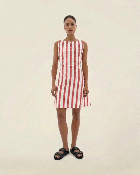 Robe en coton bio | rayé "red maxi stripes cecile dress"