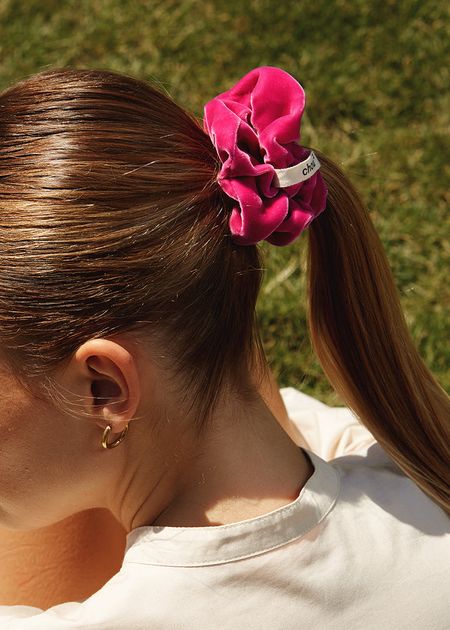 Chouchou en velours upcyclé | rose "chouchou en velours rose barbie - grand" - Chou²