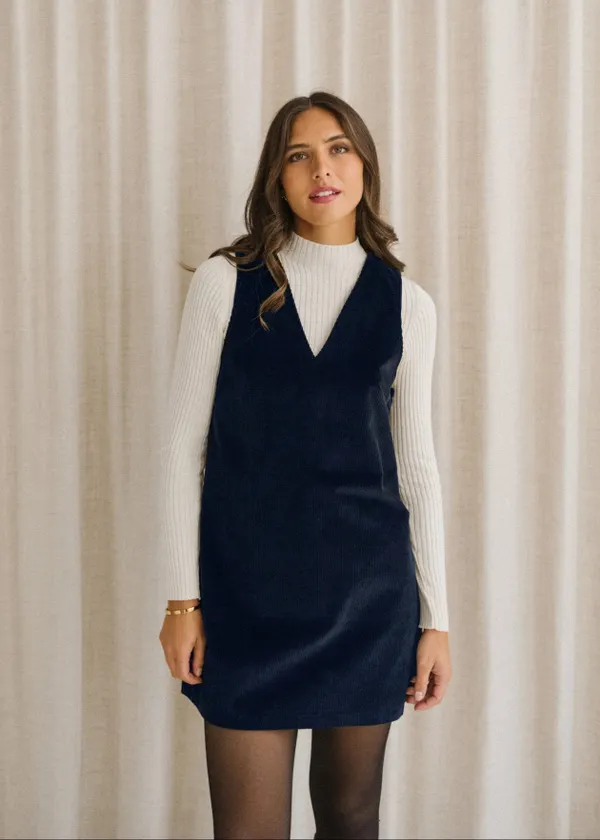 Robe chasuble velours en coton bio | marine "olympe", Bonjour Demain