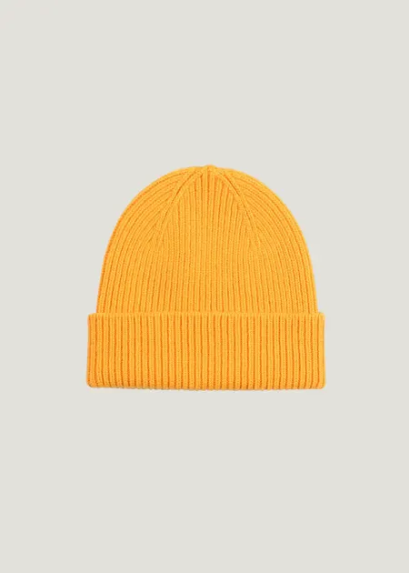 Bonnet en laine mérinos recyclée | jaune "merino wool beanie - burned yellow"