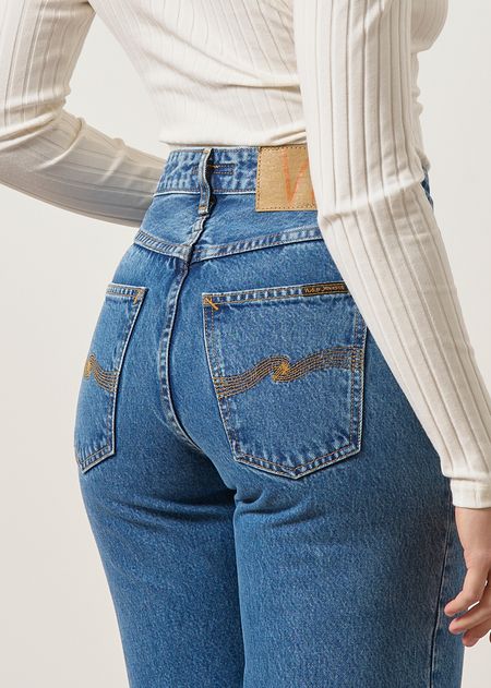 Jean droit large en coton bio | bleu "clean eileen casual blue" - Nudie Jeans