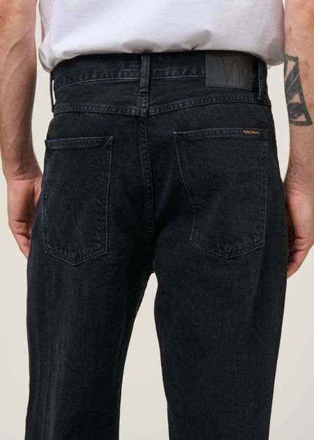 Jean droit large en coton bio | noir "tuff tony black vintage wash", Nudie Jeans, photo 3