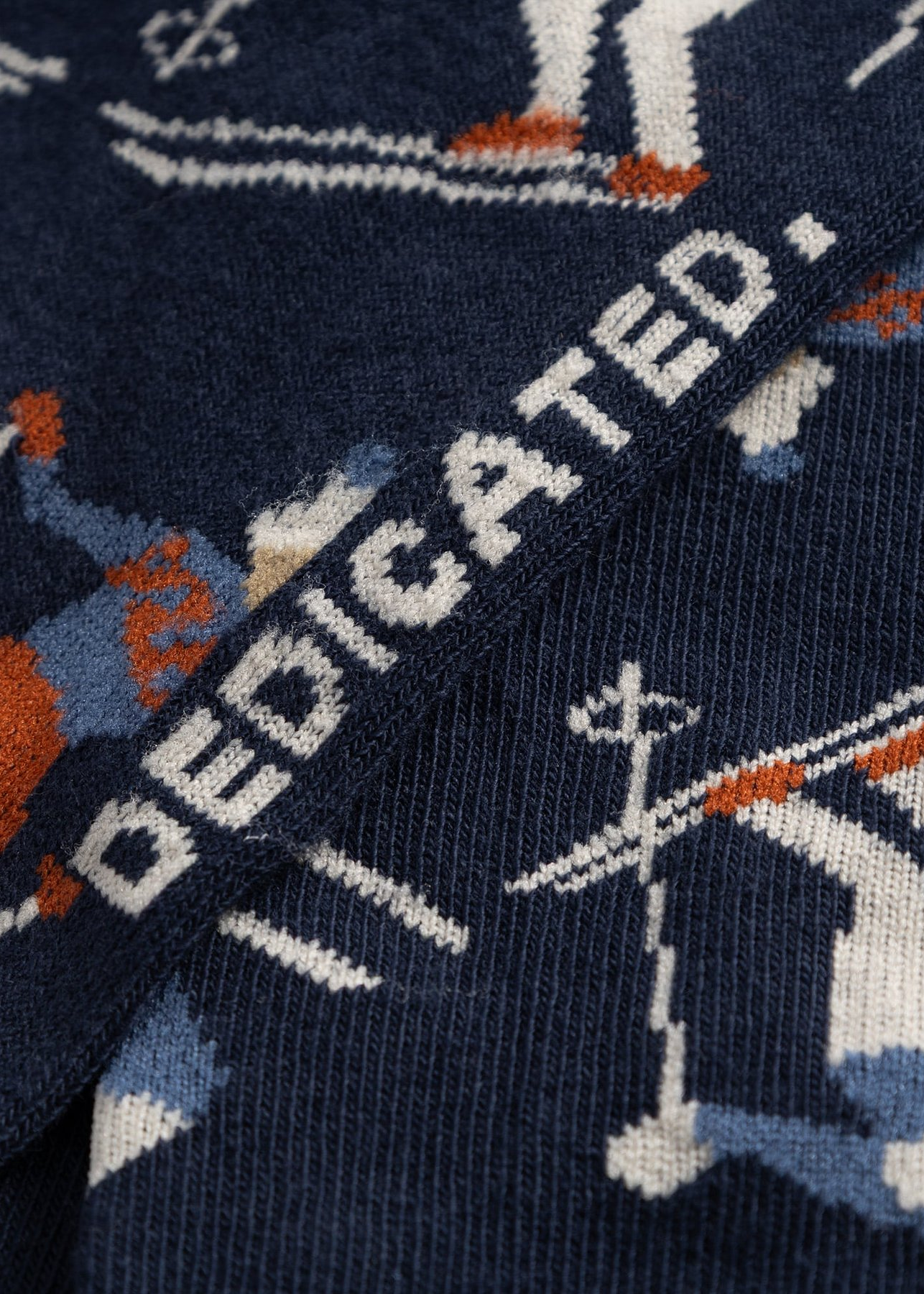 Chaussettes brodées en coton bio | bleu "sigtuna- ski team", Dedicated, photo 2