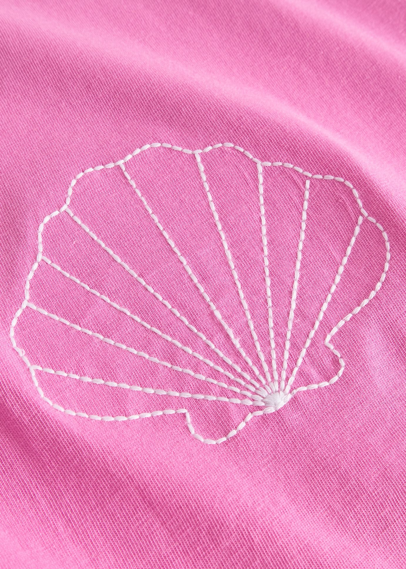T-shirt brodé en coton bio | rose "t-shirt visby sea shells emb moonlite pink - moonlite mauve", Dedicated, photo 2