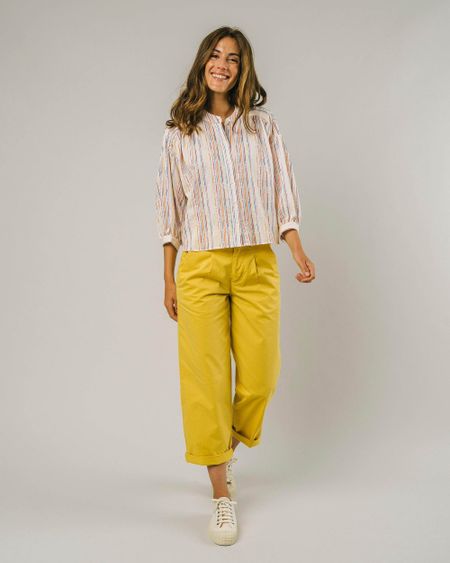 Blouse colorée col mao en coton bio - ivory boho shirt citric yellow, Brava Fabrics, photo 3