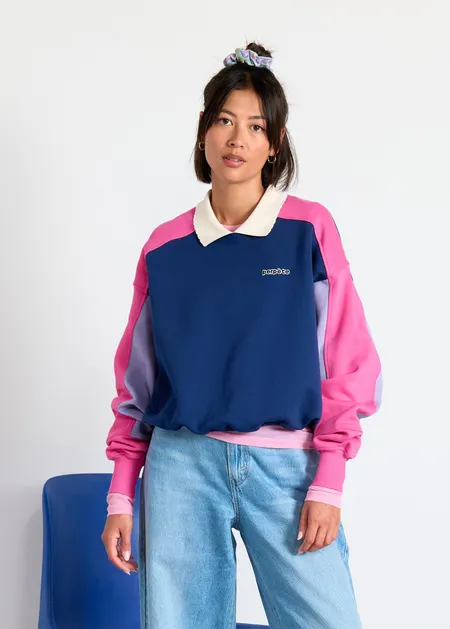 Sweat en coton bio | multicolor "Mel marine", Perpète