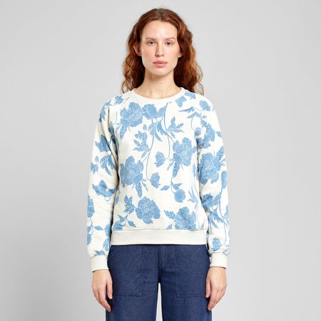 Sweat en coton bio | blanc à motif "sweatshirt ystad duotone floral oat white rainy day"