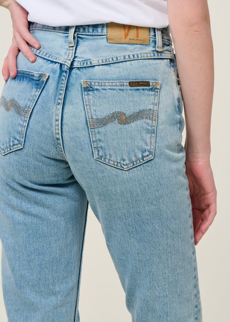 Jean mom en coton bio | bleu clair "breezy britt summer salt" - Nudie Jeans