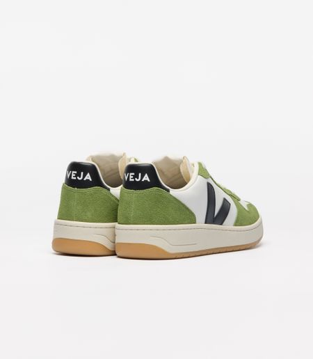 Sneaker aus Leder | Grün und Weiß "v-10 prime - white_black_kiwi", Veja, Foto 3