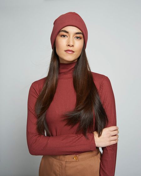 Col roulé framboise en tencel - mio