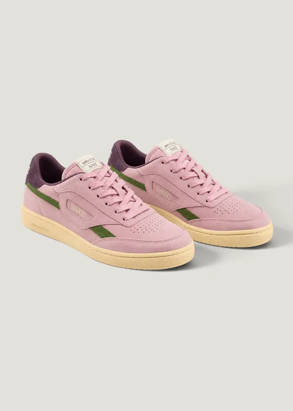 Baskets en suède certifié rose et vert "M89 icon - rose & pine", SAYE