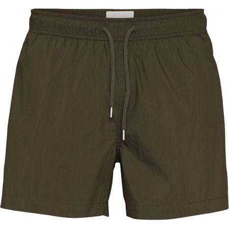 Short de bain uni kaki en nylon recyclé