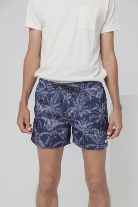 Short de bain imprimé marine en pet recyclé - palmeras
