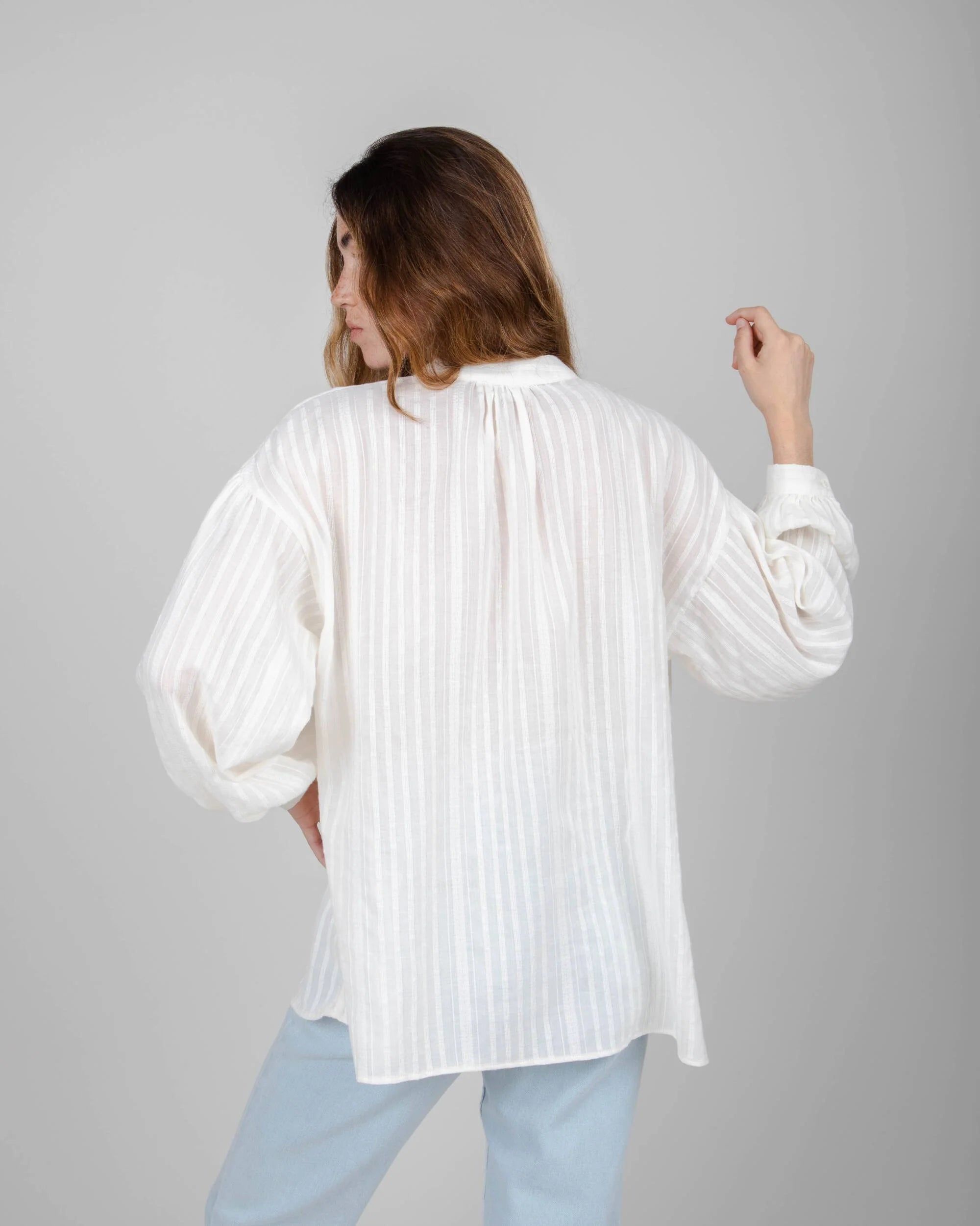 Chemise oversize blanche en coton bio - polka dot boho blouse white - white, Brava Fabrics, photo 4