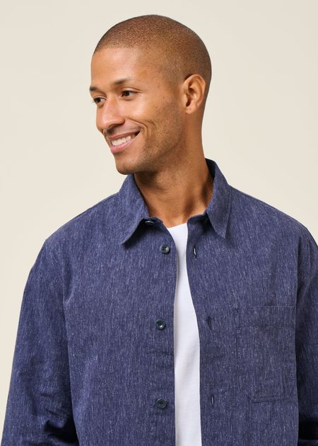 Chemise en coton bio | bleu "casual shirt - speckled navy" - Rotholz