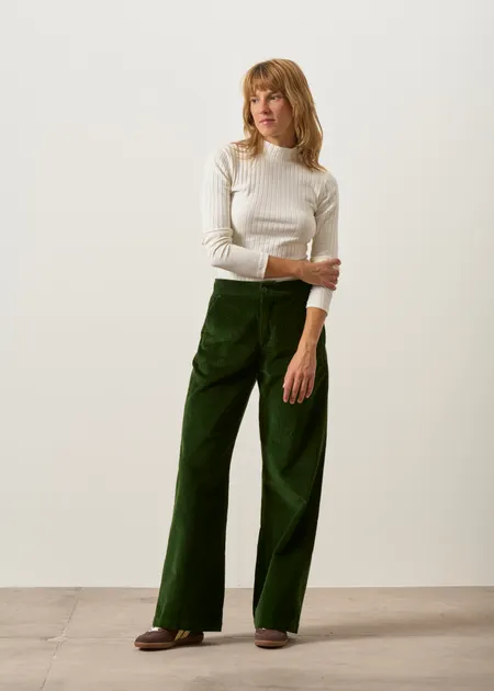 Pantalon velours taille élastiquée vert "billie" - vert, WeDressFair, photo 6