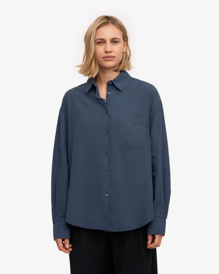 Chemise ample en lin bio | bleu "organic linen oversized shirt - petrol blue" - Colorful Standard
