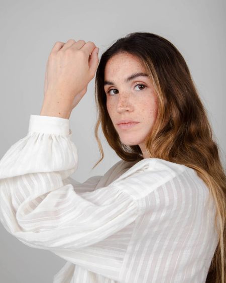 Chemise oversize blanche en coton bio - polka dot boho blouse white - white, Brava Fabrics, photo 3