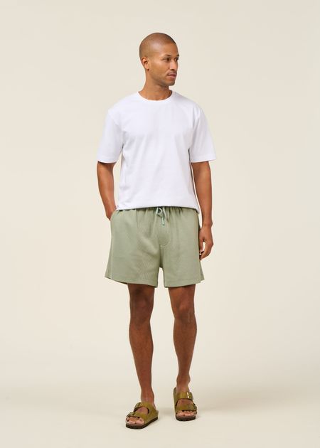 Short en coton bio | vert "essingen waffle iceberg green" - Dedicated
