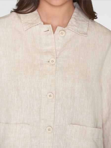 Surchemise en lin bio | beige "regular linen overshirt light feather gray" - Knowledge Cotton Apparel