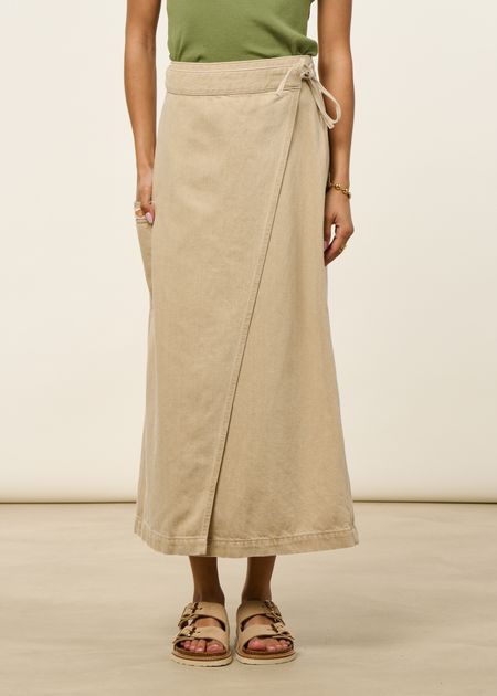 Jupe portefeuille en coton bio | ecru "irma skirt denim - pale yellow" - Nudie Jeans