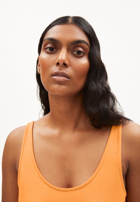 Robe longue orange en ecovero - maeliaa solid mangorange, Armedangels, photo 3