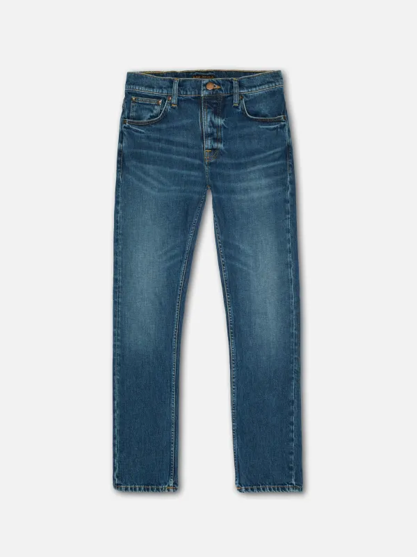 Jean slim en coton bio | bleu "grim tim workers blue - workers blue", Nudie Jeans